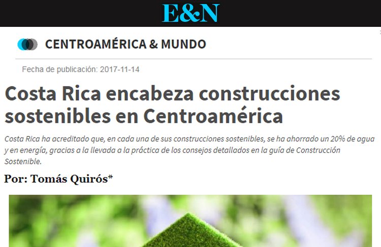 , Artículo de nuestro Asociado Tomás Quirós sobre el liderazgo de Costa Rica en construcción sostenible